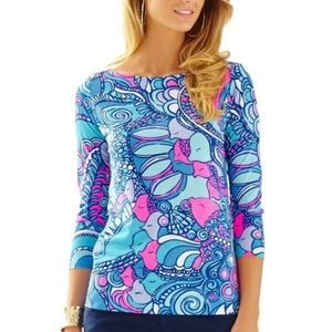 Lilly Pulitzer Alida Sea Jewels Boatneck Fish Top S